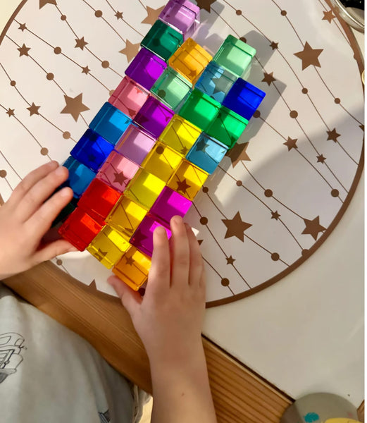 Rainbow-Coloured Mixed Lucite 40 (Cubes & Rectangles)