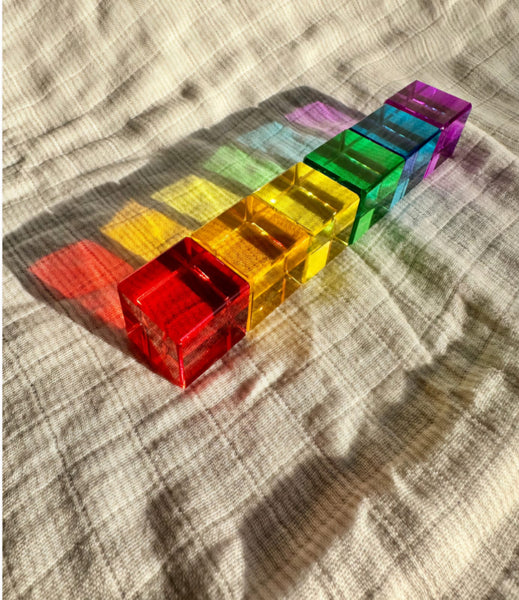 Rainbow-Coloured Mixed Lucite 40 (Cubes & Rectangles)